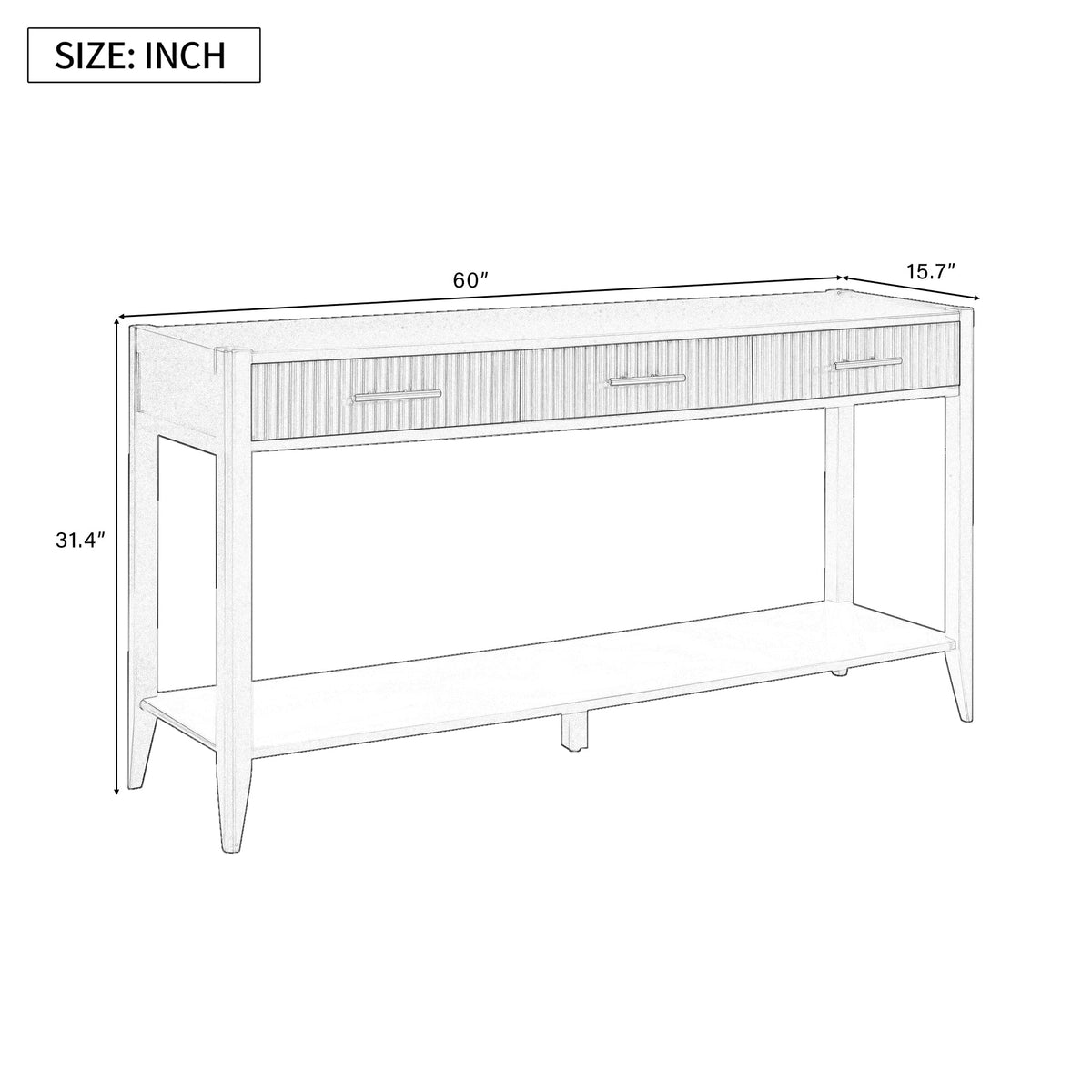 U_STYLE 60" Painted Console Table with 3 Drawers, photo 9 of 9