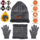 Winter Knitted Hat Scarf Gloves 3Pcs Winter Warm Beanie and Touch Screen Gloves Scarf Set Knit Beanie Skull Cap Neck Warmer Mittens for Men Women