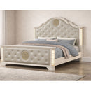 Jasmine - Queen Size Tufted Upholstery & LED Bed - Beige