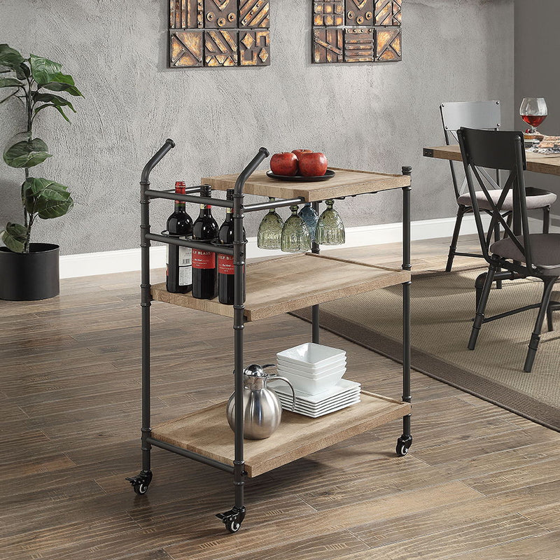 Brantley - Serving Cart - Oak & Sandy Black, photo 2 of 7