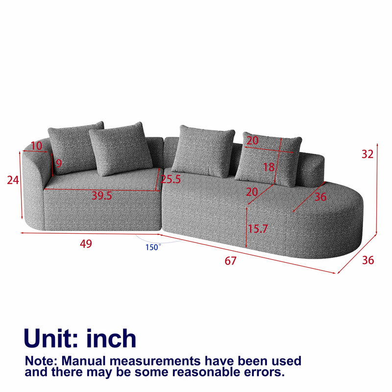 Upholstered Oversized Sectional Sofa, 4 Seater Extra Deep & Wide Curved Cloud Couch With 4 Throw Pillows For Living Room - Black, photo 2 of 23