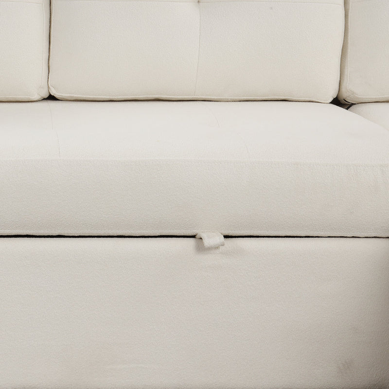 87.4" L-shape Sofa Bed Pull-out Sleeper Sofa with Wheels, USB Ports, Power Sockets for Living Room, Beige