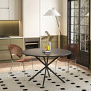47.24" Modern Cross Leg Round Dining Table, Black Top Occasional Table, Two Piece Removable Top, Matte Finish Iron Legs