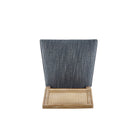 Elegant French Country Dining Chairs Set of 6 with Cane Backrest & Upholstered Seats in Blue Gray Solid Rubberwood Frame