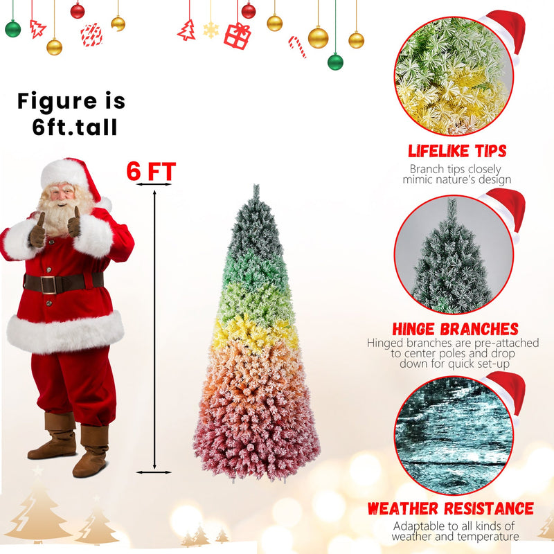 6ft Rainbow Gradient Flocked PVC Christmas Tree, photo 8 of 9
