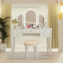 Mirrored Makeup Vanity Table Set With Adjustable Lighting And Storage by HouseOfZazla