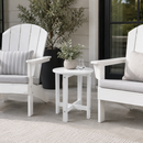 White HDPE Outdoor Side Table, 16 in. Round All-Weather Patio End Table