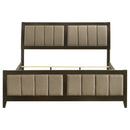 Clement - Upholstered Eastern King Bed - Dark Brown