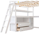 Modern Loft Bed With Built In Desk, Shelves, And 2 Drawers by HouseOfZazla