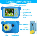 Kids Digital Camera Child Video Camera Children Camcorder Christmas Toy Birthday Gifts with 2.0in Screen 4X Digital Zoom 5 Games 32G MMC Card for 3-10