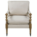 Accent Chair With Turned Legs - Beige