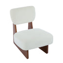 [Set of 2] Modern Beige Lounge Chair with Polyester Upholstery, Sturdy Wood Base With Walnut Finish, Minimalist and Stylish Accent Seating for Living Room, Bedroom, or Office