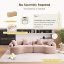 LY-025 Modular Sleeper Sectional Sofa, 4-Seater with Wood Grain Chenille Fabric