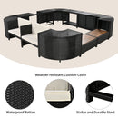 Spa Surround Spa Frame Quadrilateral Outdoor Rattan Sectional Sofa Set With Mini Sofa, Wooden Seats And Storage Spaces by HouseOfZazla
