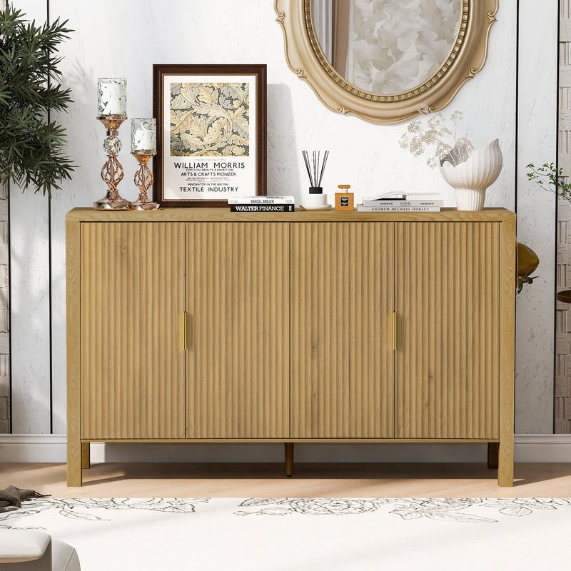 U_STYLE Modern 57.5" Stripe Door Storage Cabinet, photo 2 of 10
