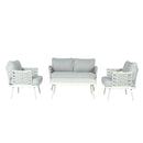 Mariano Steel 4-Pieces Conversation Set, Off White & Grey by HouseOfZazla