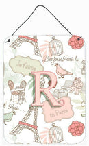 Letter R Love in Paris Pink Wall or Door Hanging Prints CJ2002-RDS1216