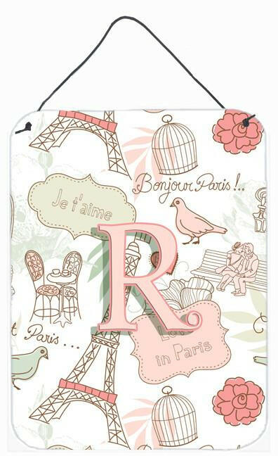 Letter R Love in Paris Pink Wall or Door Hanging Prints CJ2002-RDS1216