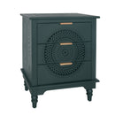 Hollow Carved 3 Drawer Dresser With Metal Handles, Storage Chest For Living Room Or Bedroom - Blackish Green by HouseOfZazla