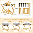 Folding Bamboo Luggage Rack with Lower Storage Shelf