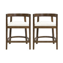 Modern Rubberwood Counter Stool Set With Upholstered Seats