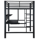 Ranier - Full Workstation Loft Bed, Full Length Desk, Safety Rails And Storage Shelves - Black by HouseOfZazla
