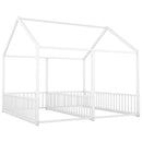 Metal Twin Size House Platform Beds 2 Shared Beds - Antique White by HouseOfZazla