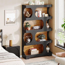 4 Tier S-Shaped Freestanding Storage Shelf For Living Room - Black / Brown by HouseOfZazla