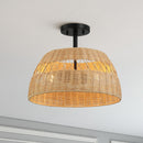 Twinkle - Double Lights Semi Flush With Shade - Black / Rattan by HouseOfZazla