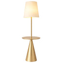 Celestial - Modern Floor Lamp With Accent Table With Large Shade - Gold / White by HouseOfZazla