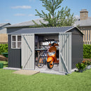 10X8FT Outdoor Steel Storage Shed with Clear Window, Lockable Doors by HouseOfZazla