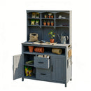 TOPMAX Large Fir Wood Potting Bench with Hutch and Storage