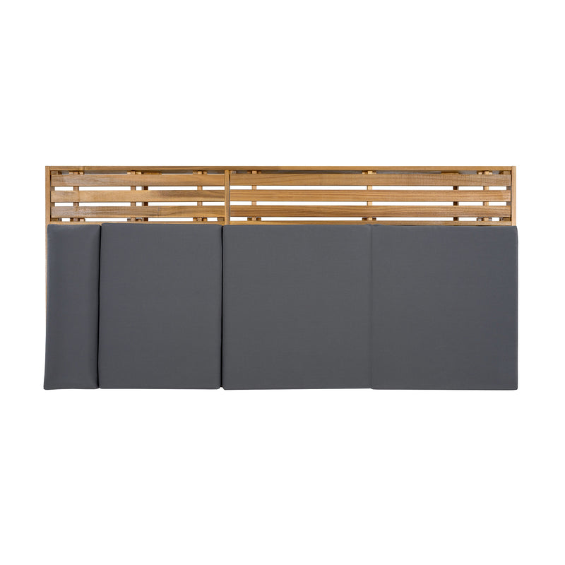 LOUNGE CHAISE SET WITH HEADREST,SPACE AVAILABLE ON ONE SIDE, ACACIA WOOD WITH WATER-RESISTANT LOUNGE CUSHIONS (DARK GREY & 3-FOLD & 4 inch) - MATCHING CREAM/BEIGE VERSION AVAILABLE