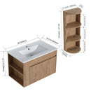 Modern Wall Mounted Bathroom Vanity With Sink And Storage Rack Soft Close Doors Plywood - Imitative Oak by Unique Piece Furniture