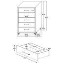 Chesney - 5 Drawer Chest With Trim - White