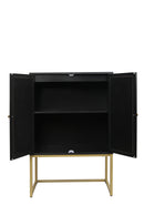 2 Door High Cabinet, Natural Rattan 2 Door high cabinet, Built-in adjustable shelf, Easy Assembly, Free Standing Cabinet for Living Room Bedroom, Hallway