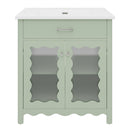 Modern Bathroom Vanity With Tempered Glass Doors