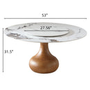 Round Dining Table 53" With Lazy Susan - Walnut / White by HouseOfZazla