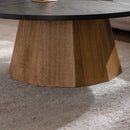 Round Coffee Table with Sturdy Pedestal Design