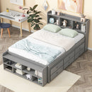 Bed With Bookcase Headboard, Under Bed Storage Drawers And Bed End Storage Case by HouseOfZazla