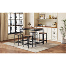 5-Piece Compact Bar Table Set with Table and Stools - Modern Industrial Design, Space-Saving Furniture for Dining Room and Breakfast Nook (Dark Brown)