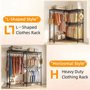 L-Shaped Garment Rack with Adjustable Shelves & 3 Hanging Rods