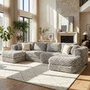 Modular Sectional Sofa, Boneless Couch With 2 Movable Ottomans by HouseOfZazla