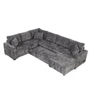 Sectional Sofa Pull-Out Sofa Bed Sleeper With A Storage Ottoman, Three Pillows And Charging Devices For Living Room by HouseOfZazla
