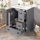 Bathroom Vanity With Integrated Basin, Soft Close Drawers, Door Mounted Double Layer Shelf by Unique Piece Furniture