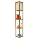 Pinnacle - Shelf Floor Lamp For Bedroom / Living Room, Long Shade - Natural Wood / White by HouseOfZazla