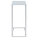 Stella White Glass Top C-Shaped Sofa Side Table Chrome