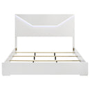Ives Eastern King Panel Bed LED Headboard White High Gloss