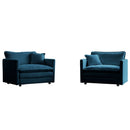 Accent Chair Set of 2, Blue Chenille Upholstered Armchairs by HouseOfZazla