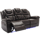 Home Theater Seating Manual Recliner Chair With Center Console And Led Light Strip For Living Room by HouseOfZazla
